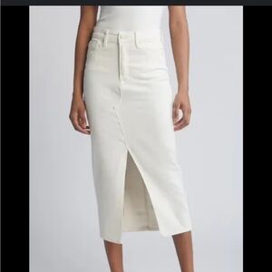 Good American White Denim Front Slit Midi Skirt 10 Long Skirt